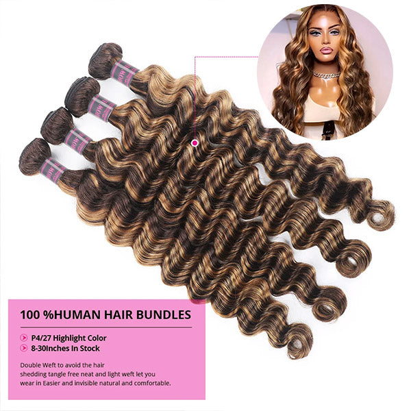 P4/27 Honey Blonde Loose Deep Wave Hair Bundles for Stylish Looks