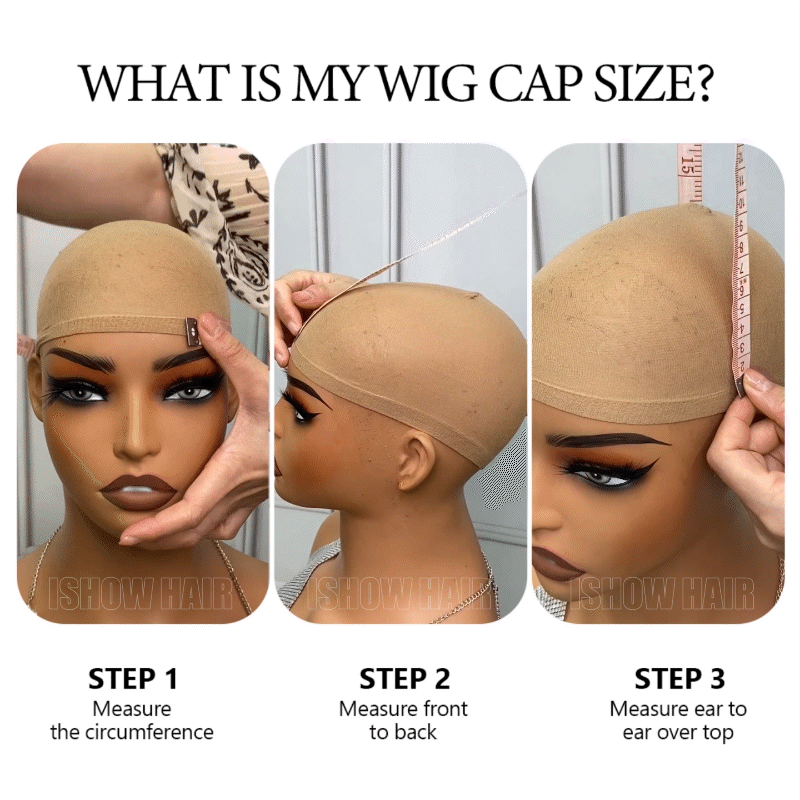 Wig Cap Size Measurement Guide With Instructions On Circumference, Front, and Ear Measurements