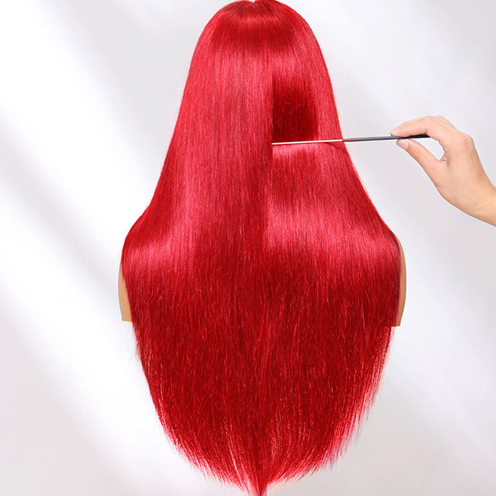 Ishow Red Color Layered Cut Wig Straight/Body Wave 5x5 Lace Glueless Wig 13x4 Lace Front Pre-Everything Human Hair Wigs