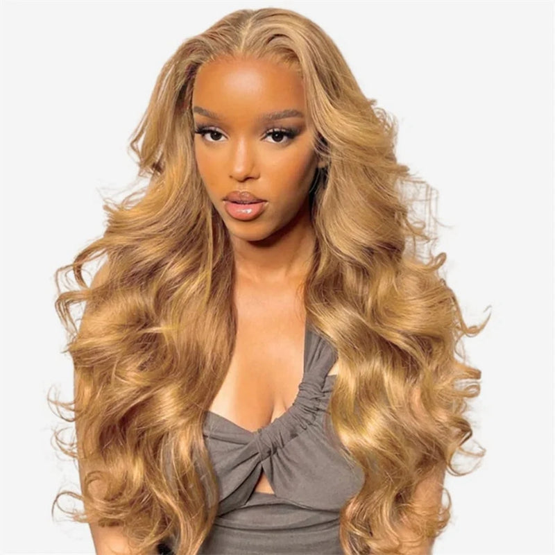 Woman Wearing #27 Blonde Body Wave Human Hair Bundle