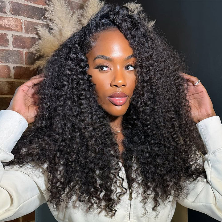 Ishow Kinky Curly Half Wig Seamless Ready To Wear Wigs With Invisible Drawstring Flip Over Glueless Wig Beginner Friendly