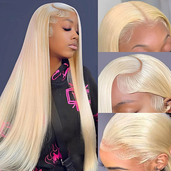 Honey Blonde Straight Hair Wig With Realistic Baby Hair and HD Lace Frontal