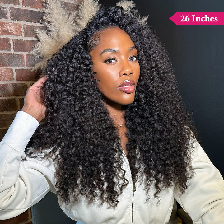 Ishow Kinky Curly Half Wig Seamless Ready To Wear Wigs With Invisible Drawstring Flip Over Glueless Wig Beginner Friendly