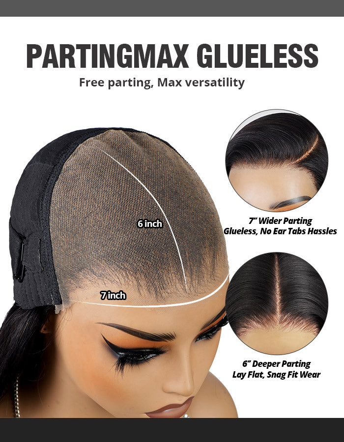 Close-Up of Glueless Wig Cap Showing 6 Inch and 7 Inch Parting Areas