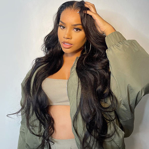 Close-up of Ishow Beauty 13x4 lace frontal wig featuring Invisiknots for a natural hairline