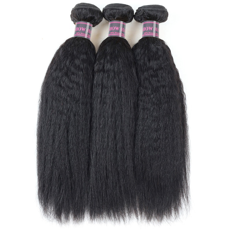 Natural Black Yaki Straight Hair Bundles in 8-28 Inch Lengths