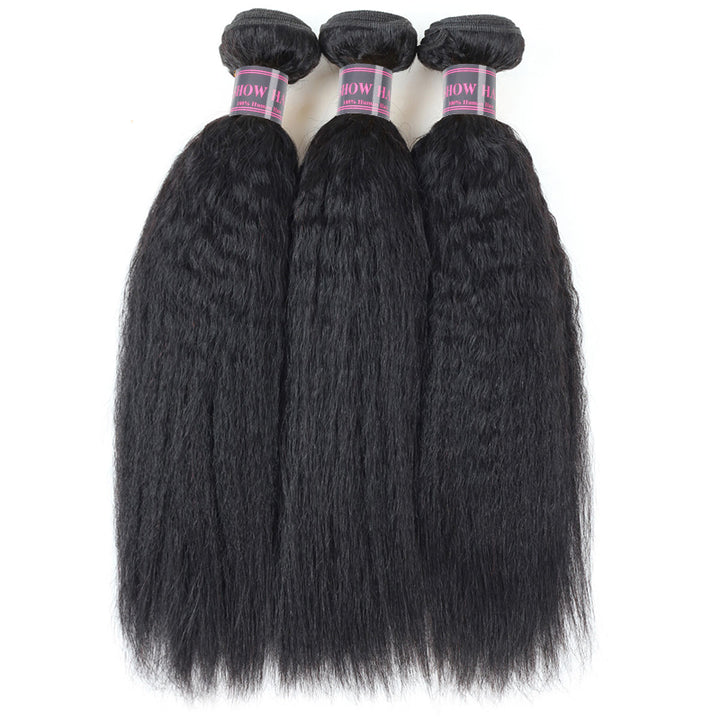 Natural Black Yaki Straight Hair Bundles in 8-28 Inch Lengths
