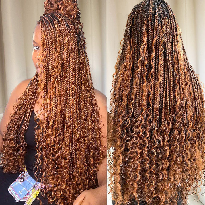 Curly Braided Hairstyle With Light Brown and Black Colors