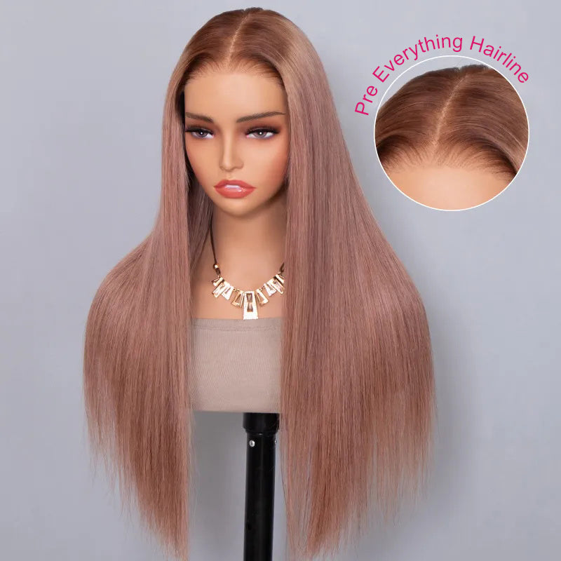 Ishow Ombre Ash Pink Lace Front Human Hair Wigs Straight Ready To Wear 13x6 HD Lace Glueless Wig