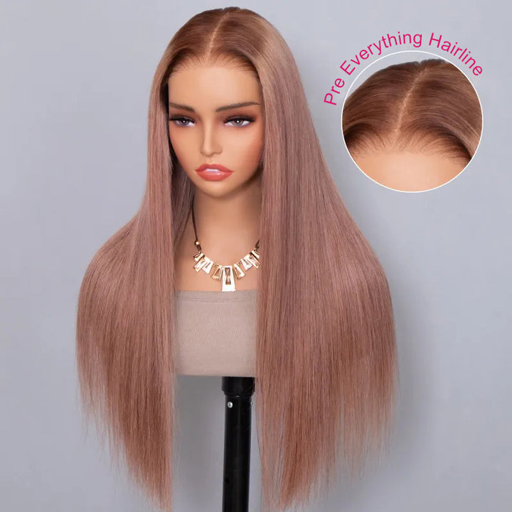 Ishow Ombre Ash Pink Lace Front Human Hair Wigs Straight Ready To Wear 13x6 HD Lace Glueless Wig