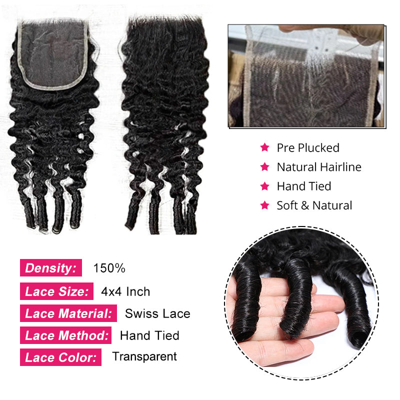 Ishow Virgin Human Hair 3 Bundles With 4x4 Lace Closure Burmese Curly Hair Bundles With Closure