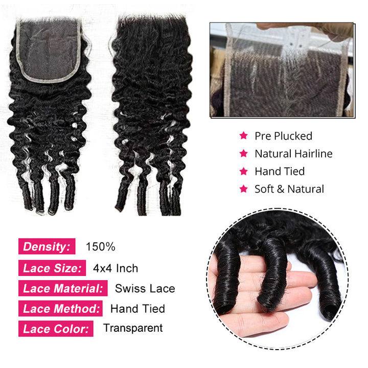 Ishow Virgin Human Hair 3 Bundles With 4x4 Lace Closure Burmese Curly Hair Bundles With Closure