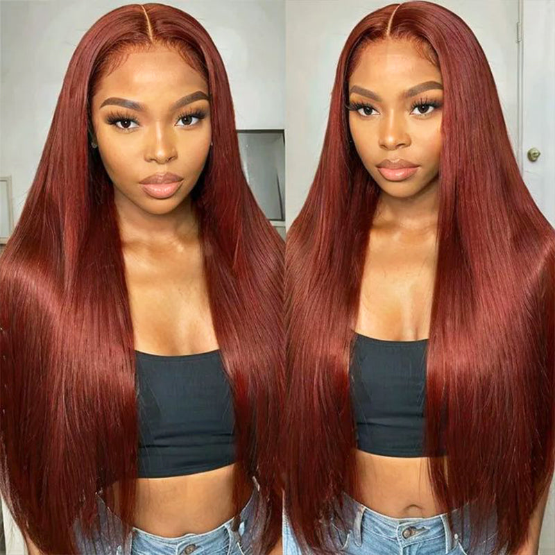 Reddish Brown Wig 13x4 Straight Lace Front Wigs 34Inch Frontal Lace Wigs