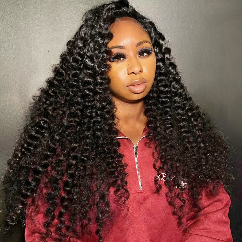 Ishow Hair Burmese Curly Hair Bundles With 2x6 Lace Closure