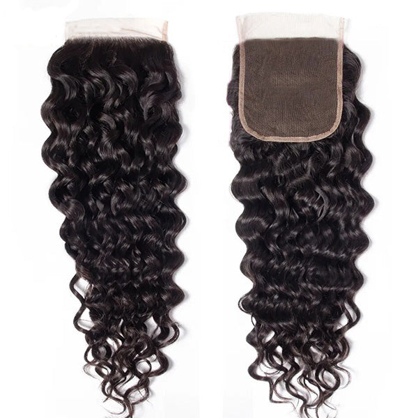 Ishow Beauty Peruvian Water Wave Lace Closures, 5x5 Swiss lace, hand-tied, medium brown color, 100% human hair, tangle-free, natural hairline, soft, and shedding free