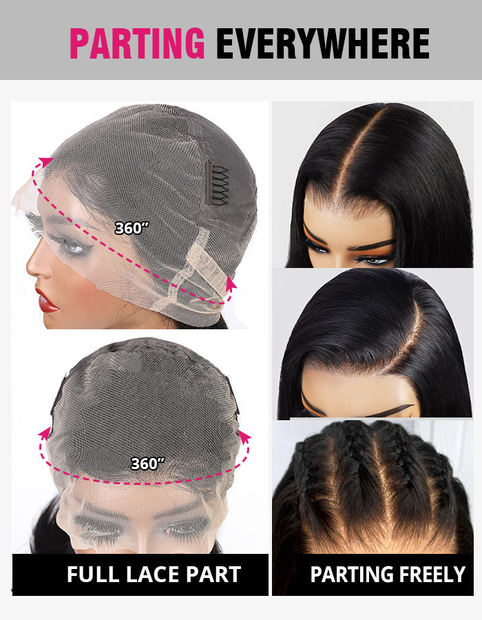 360 Full Lace Wig With Diverse Parting Options and Natural Look Details