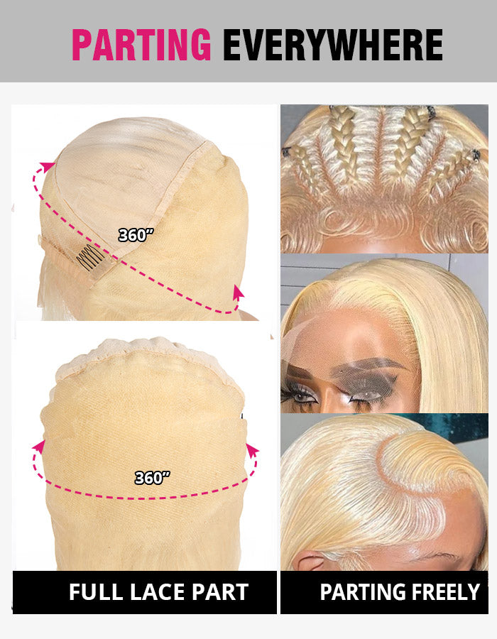 360 Full Lace Wig Cap With Customizable Parting Options and Secure Clips