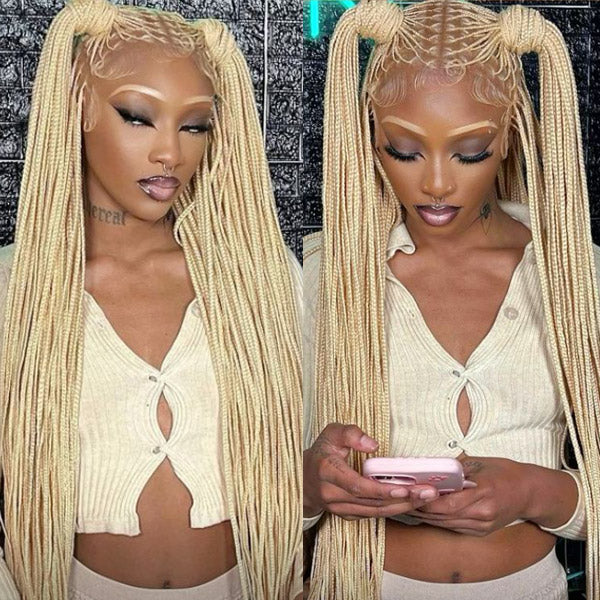 613 Blonde Braided Pigtails Human Hair Extensions
