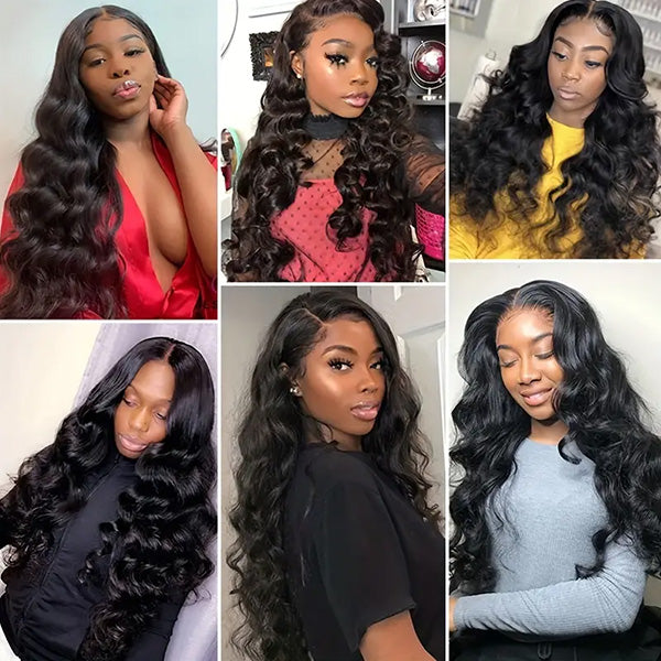 Models Showing Loose Deep Wave Hairstyles in Natural Black Hair Color