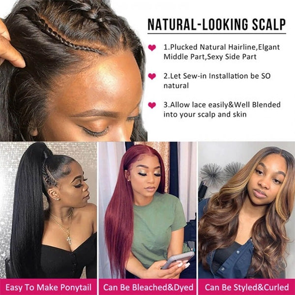 Hairstyles Showcasing Natural-Looking Scalp and Versatility for Ponytail, Dyeing, and Styling