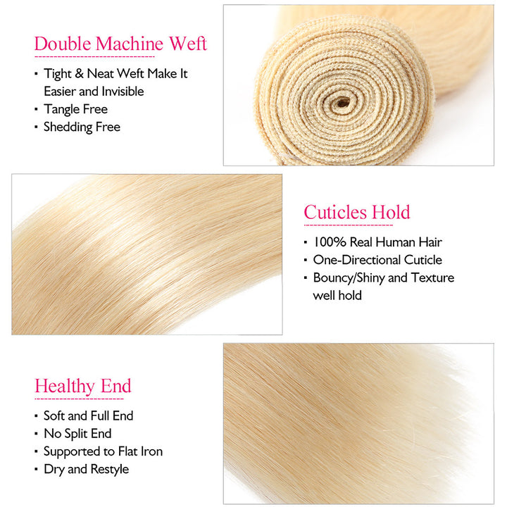 613 Blonde Straight Hair Bundle Detail
