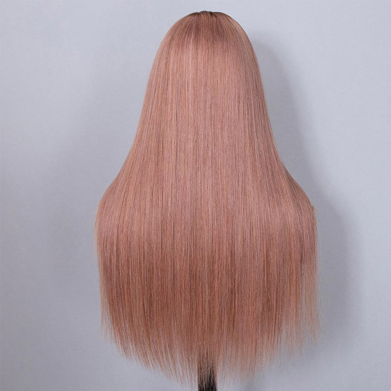 Ishow Ombre Ash Pink Lace Front Human Hair Wigs Straight Ready To Wear 13x6 HD Lace Glueless Wig