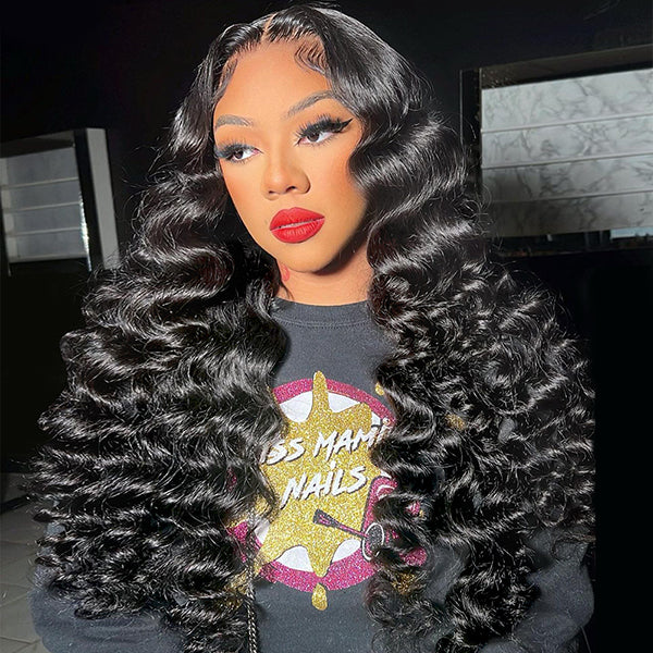 Ishow Invisible Knots HD Lace Glueless Human Hair Wigs Loose Deep Wave Wig PPB™ Ready To Wear Pre Cut Wigs