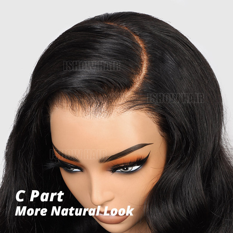 C Part Body Wave Bob Wig Showing a Natural Look and Hairstyle