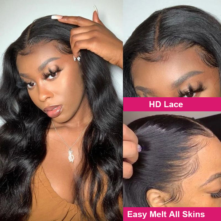 Body Wave Undetectable Invisible HD Front Wigs 13x4 Human Hair Wigs With Baby Hair 32 Inch Real HD Lace