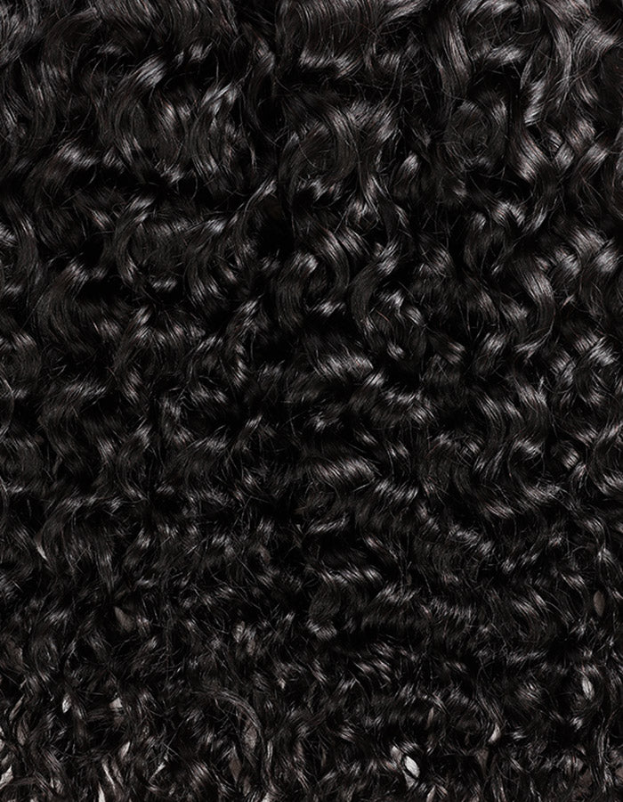 Close-Up of Water Wave Texture in Natural Black 100% Human Hair Bundles