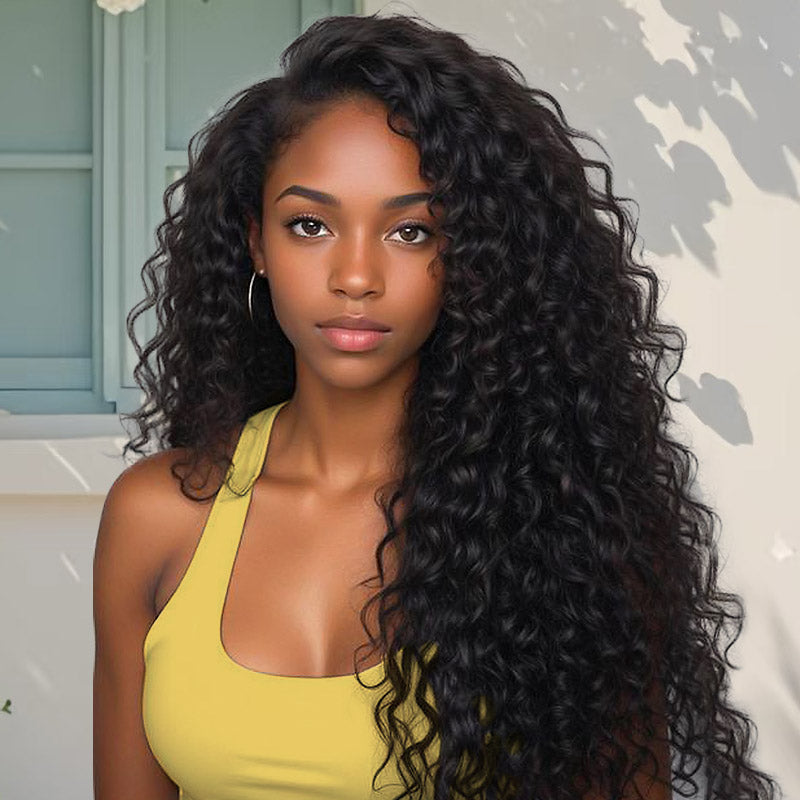 A Women Weaing Yellow Top Install Ishow Burmese Curly Hair, Showcase Perfect Look