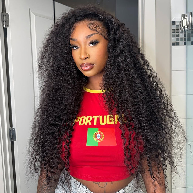 Ishow Kinky Curly Half Wig Seamless Ready To Wear Wigs With Invisible Drawstring Flip Over Glueless Wig Beginner Friendly