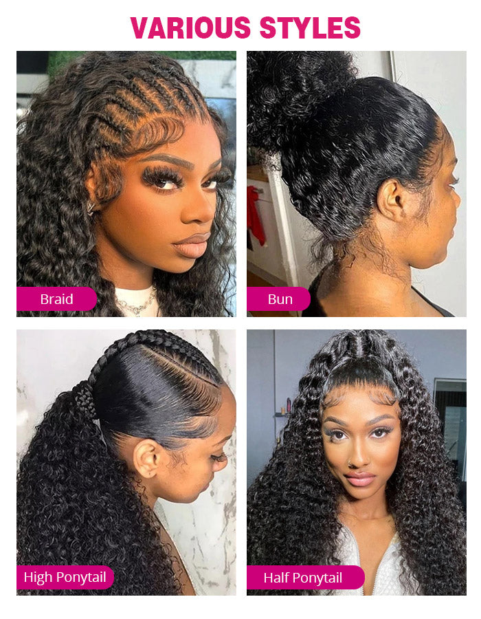 Various Hairstyles With Deep Wave Human Hair Wigs: Braid, Bun, High Ponytail, Half Ponytail
