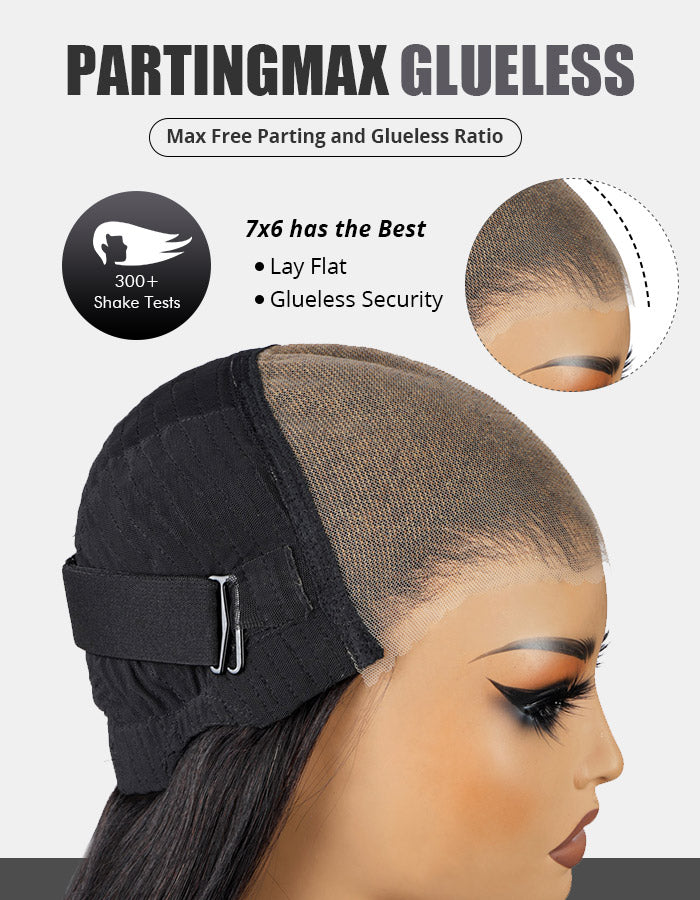 Side View of Glueless Wig Cap Featuring 7X6 Lace Closure for Secure Styling