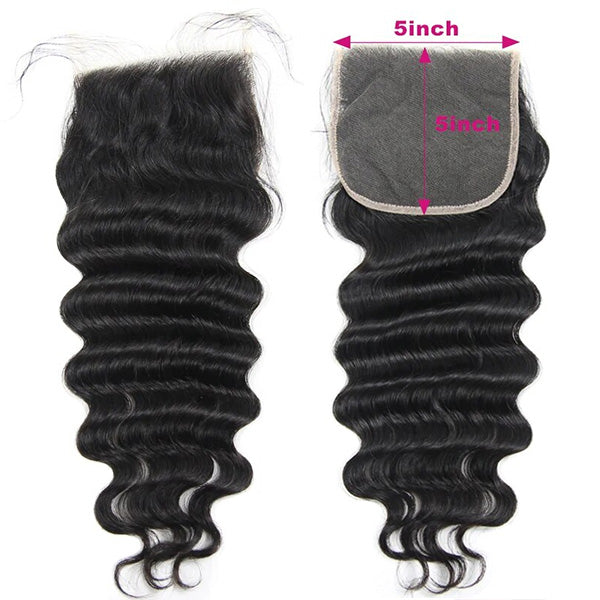 5X5 Lace Closure With Loose Deep Wave Texture in Natural Black Color