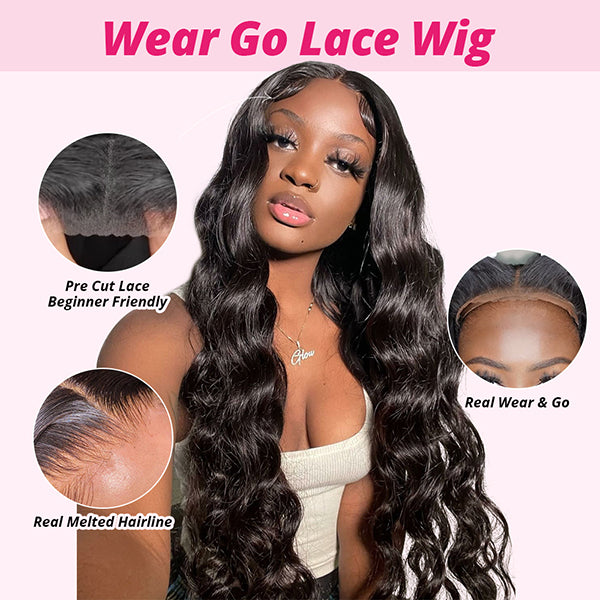 Model Showcasing Wear Go Lace Wig With Pre-Cut Lace and Realistic Hairline