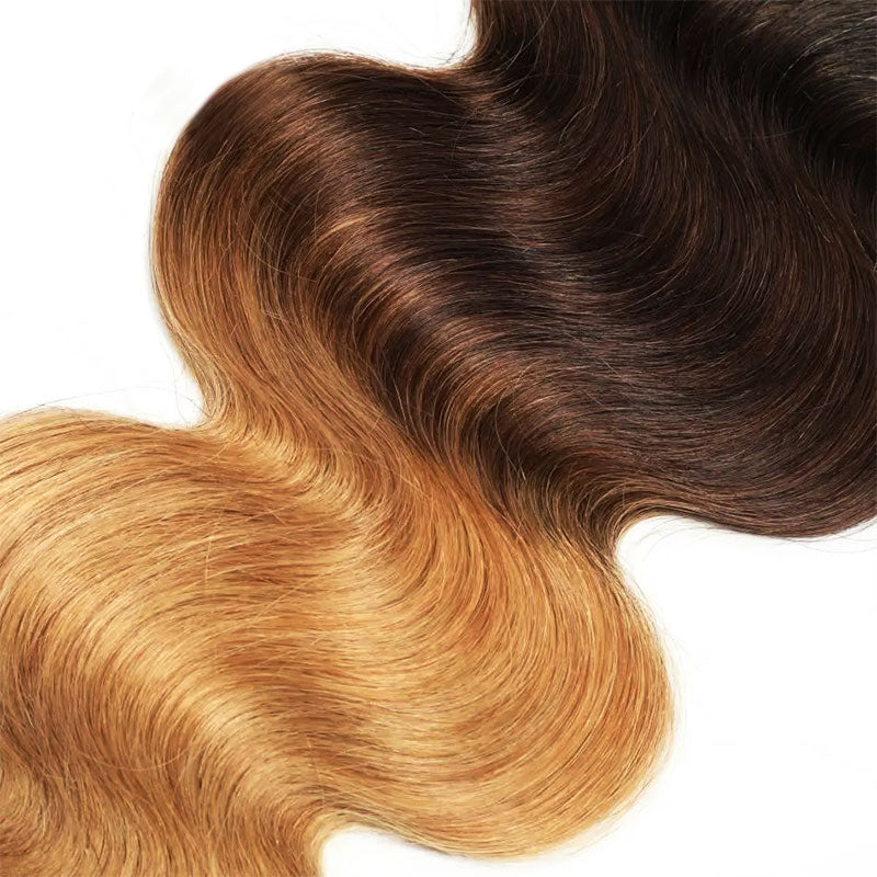 Ombre Brazilian Body Wave Bundles in T1B/4/27 Color With Soft, Wavy Texture