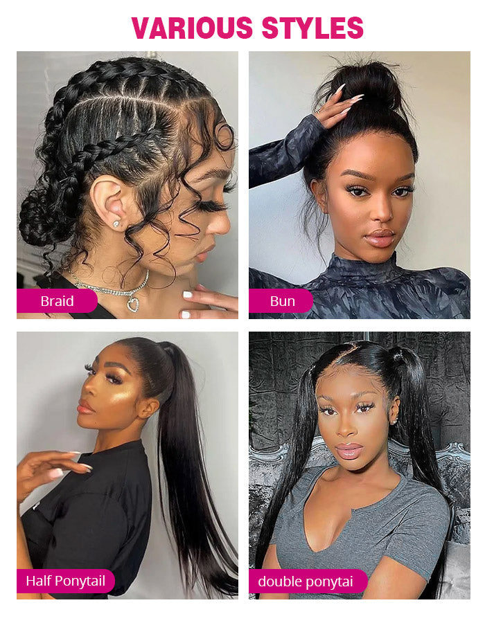 Various Hairstyles: Braid, Bun, Half Ponytail, and Double Ponytail