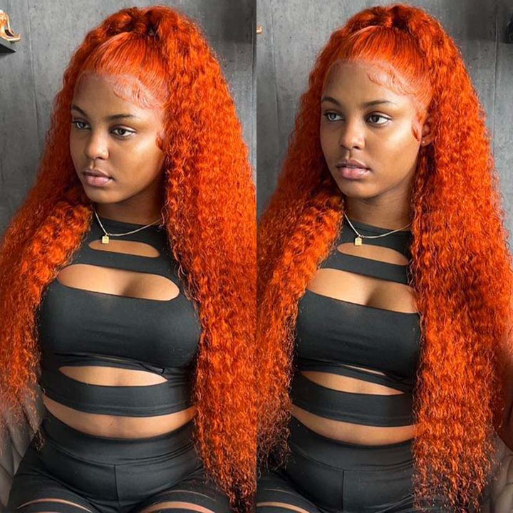 Products Ginger and Orange Wigs 13x4 Lace Front Wigs 32Inch Curly Frontal Lace Wigs With Pre Plucked