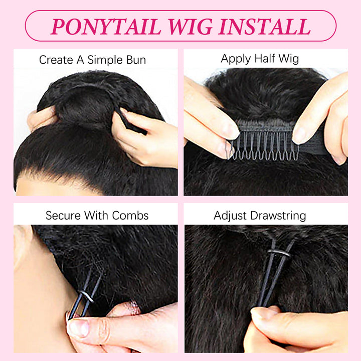 Ishow Kinky Curly Half Wig Seamless Ready To Wear Wigs With Invisible Drawstring Flip Over Glueless Wig Beginner Friendly