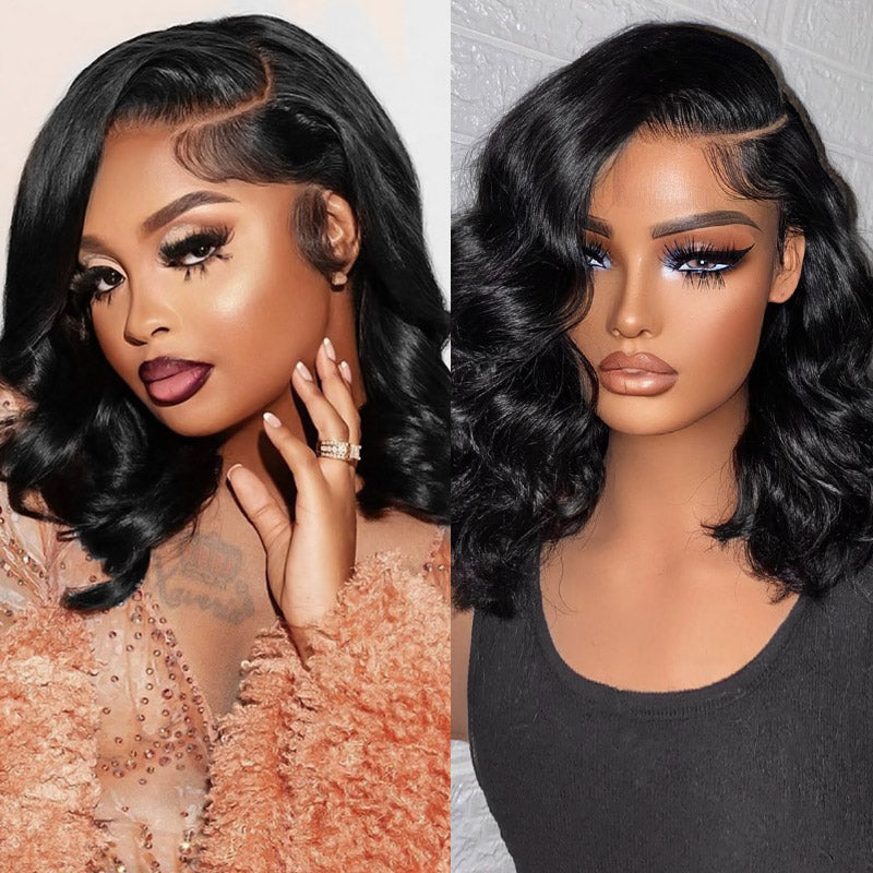 Bob Lace Front Wigs Body Wave Frontal Bob 14 Inch Bob Human Hair 180% Density Lace Wigs