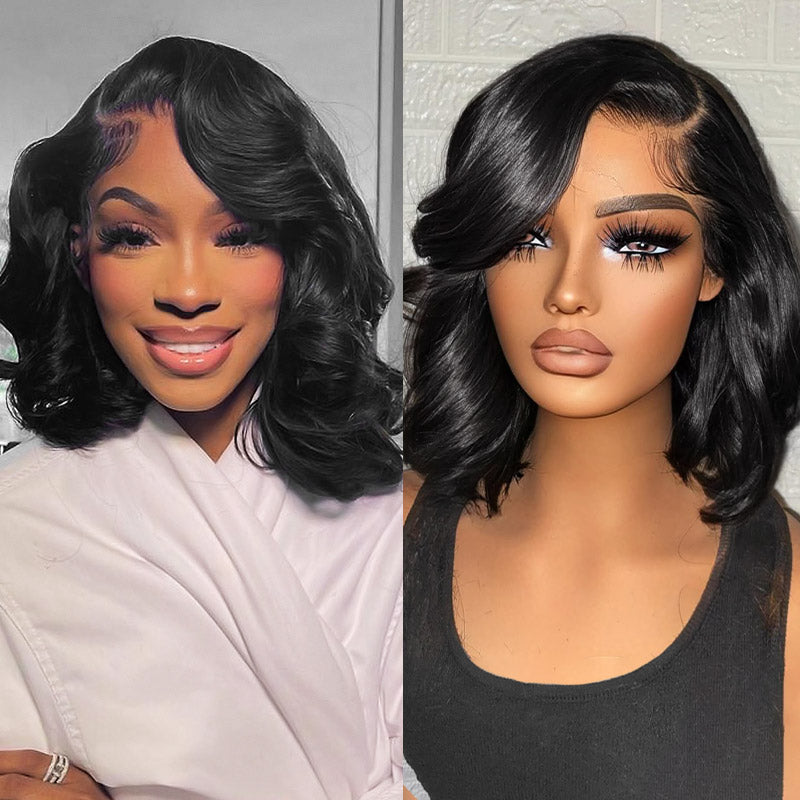 Bob Lace Front Wigs Body Wave Frontal Bob 14 Inch Bob Human Hair 180% Density Lace Wigs