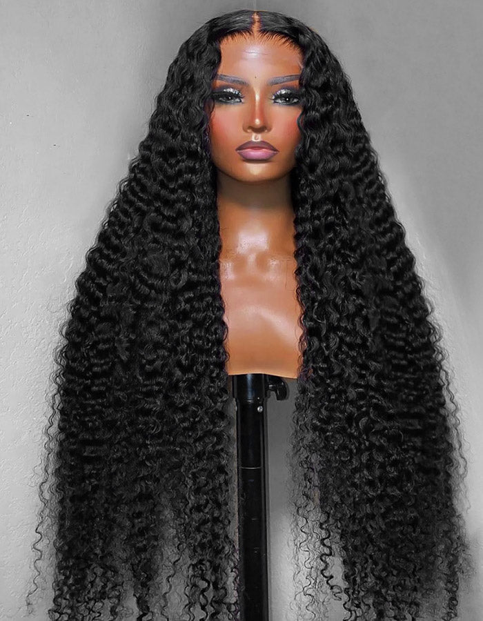 Curly Full Lace Wig With Natural Hairline On Mannequin, 100% Human Hair