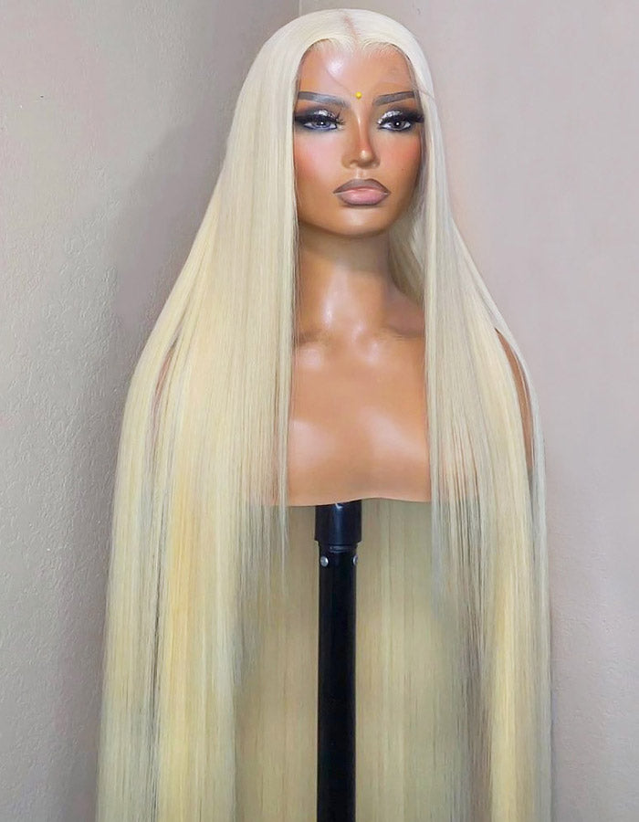 Long Straight 613 Blonde Full Lace Wig Displayed On a Mannequin