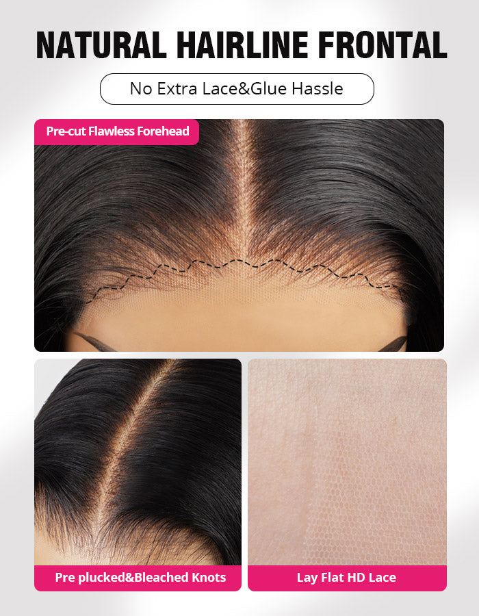 Close-Up of Wig Cap Showcasing Natural Hairline and Pre-Plucked HD Lace Details
