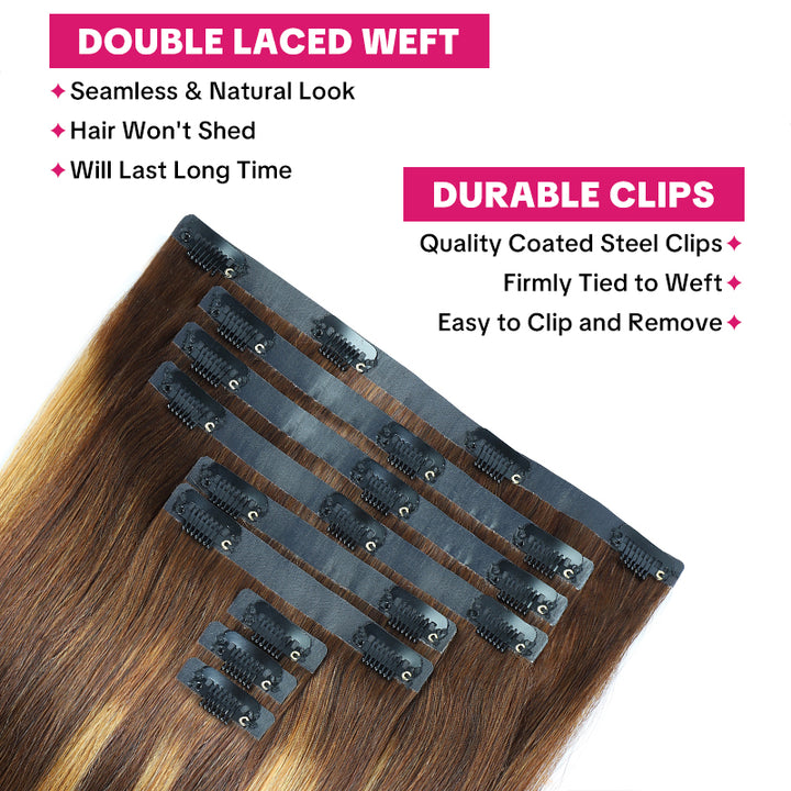 Undetectable, Effortless Volume! Our ultra-thin, seamless clips lie flat against your head for a completely invisible finish