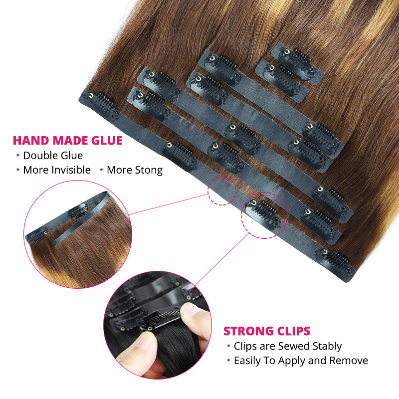 Undetectable, Effortless Volume! Our ultra-thin, seamless clips lie flat against your head for a completely invisible finish