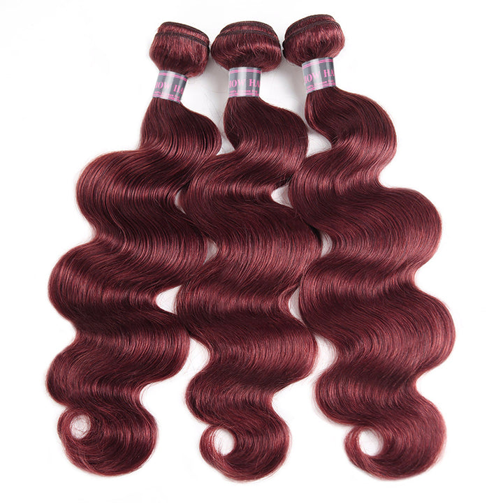 Burgundy Bundles with Closure Body Wave 3 Bundles With Human Hair Brazilian Hair