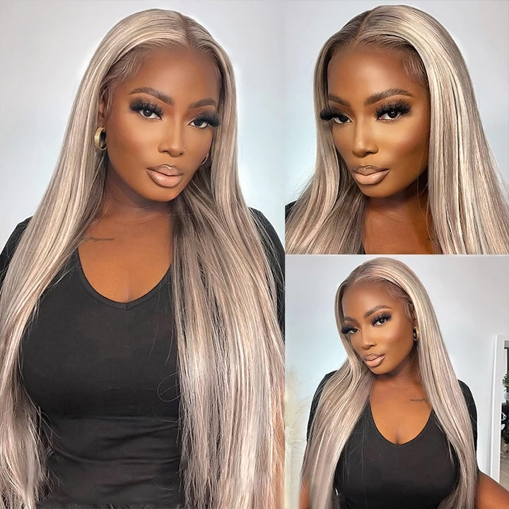 Ishow Ready To Wear Wigs P18/613 Straight HD Lace Hair Wigs PPB™ Blonde Highlight Lace Front Human Hair Wigs