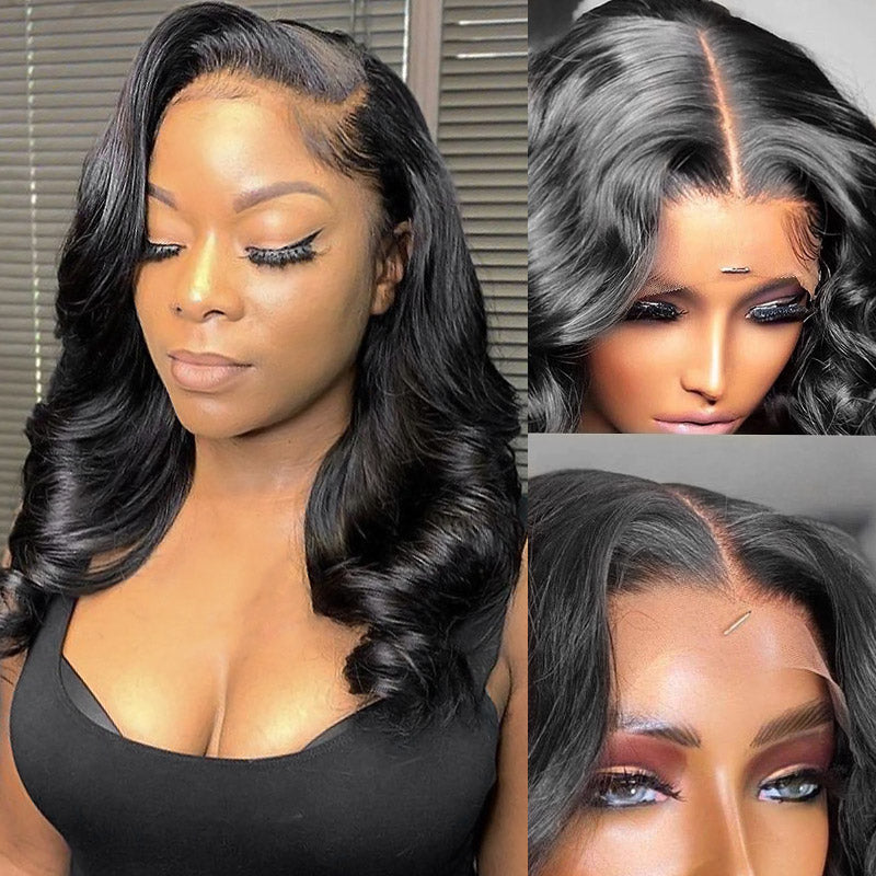 Bob Lace Front Wigs Body Wave Frontal Bob 14 Inch Bob Human Hair 180% Density Lace Wigs